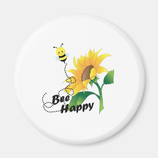 Bee Happy Magnet mit Sonnenblume (Vorne)