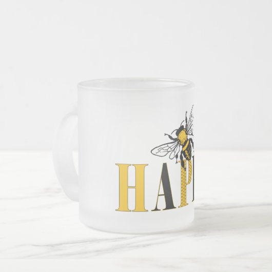Bee Happy Mattierte Tasse (Vorderseite Links)