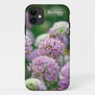 Bee Happy mit Lila Allium Blume Motivierend Case-Mate iPhone Hülle