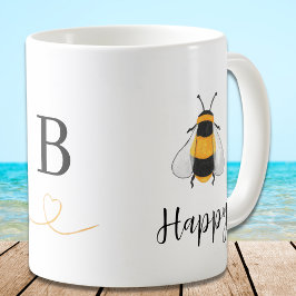 Bee Happy Monogram Kaffeetasse