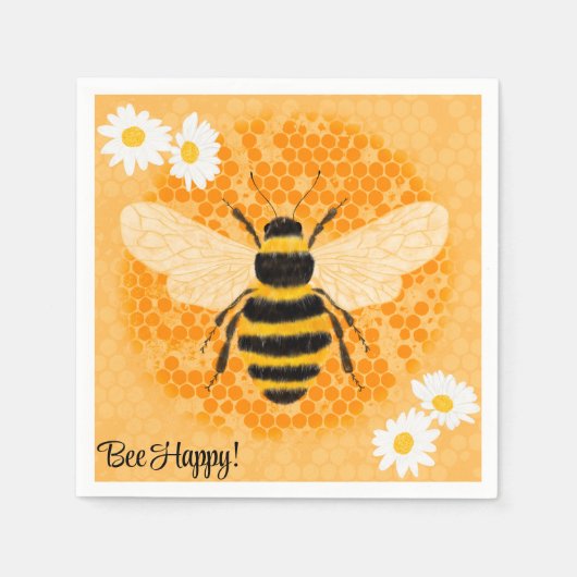Bee Happy Napkins Serviette (Vorderseite)