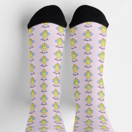 Bee Happy Niedlich Bee Pattern Socken (Oben)