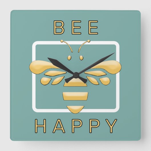 Bee Happy Niedlich Honeybee Apiarist Honey Shop Cl Quadratische Wanduhr (Vorderseite)