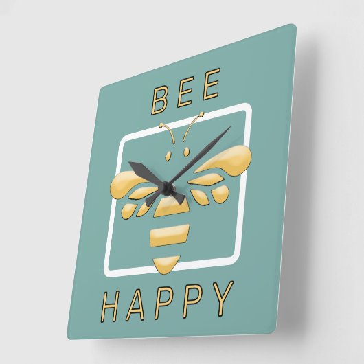 Bee Happy Niedlich Honeybee Apiarist Honey Shop Cl Quadratische Wanduhr (Winkel)