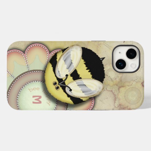 Bee Happy Personalisiert Monogram Case-Mate iPhone Hülle (Rückseite (Horizontal))