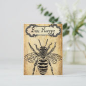 Bee Happy Personalisiert Postcard Postkarte (Stehend Vorderseite)