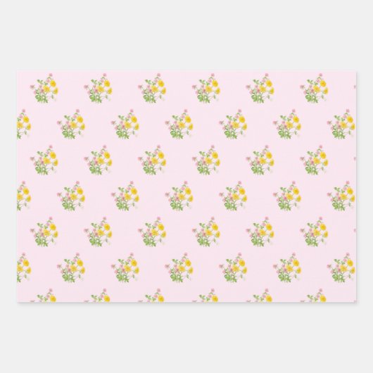 Bee Happy Pink Wildblume Geschenkpapier Set (Vorderseite 2)