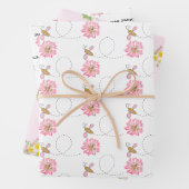 Bee Happy Pink Wildblume Geschenkpapier Set (Beispiel)