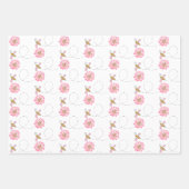 Bee Happy Pink Wildblume Geschenkpapier Set (Vorderseite)