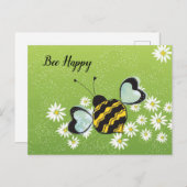 Bee Happy Postcard Postkarte (Vorne/Hinten)