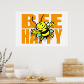 Bee Happy Poster (Küche)