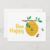 Bee Happy Postkarte (Vorne/Hinten)