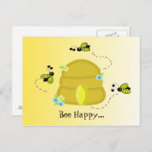 Bee Happy Postkarte (Vorne/Hinten)