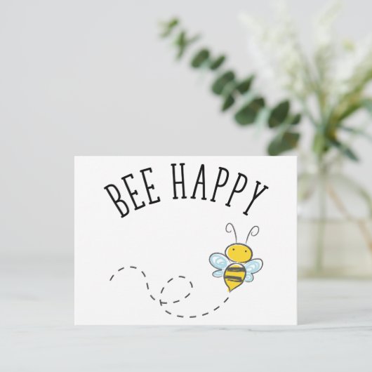 Bee Happy Postkarte (Stehend Vorderseite)