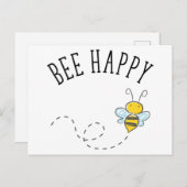 Bee Happy Postkarte (Vorne/Hinten)