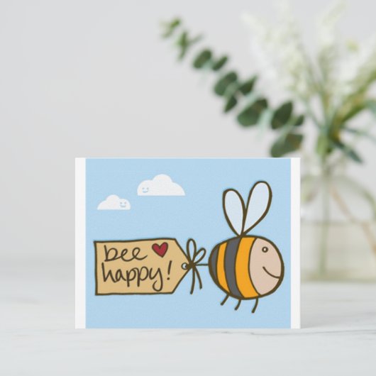 Bee Happy Postkarte (Stehend Vorderseite)