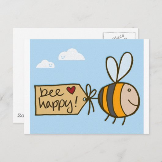 Bee Happy Postkarte (Vorne/Hinten)