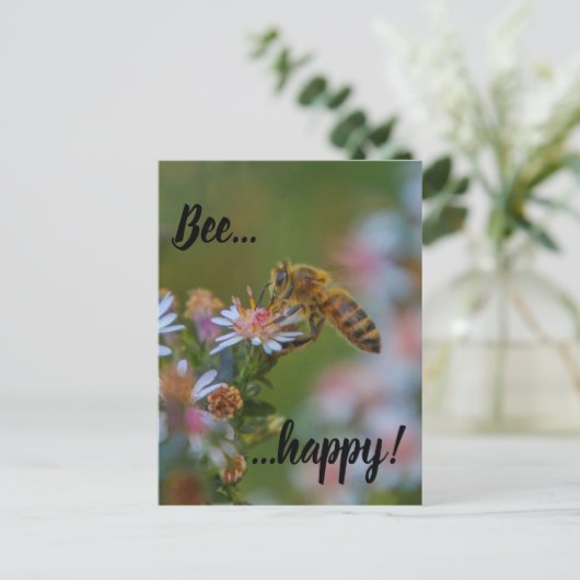 Bee Happy Postkarte (Stehend Vorderseite)