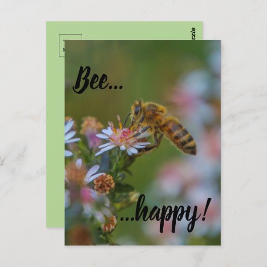 Bee Happy Postkarte (Vorne/Hinten)
