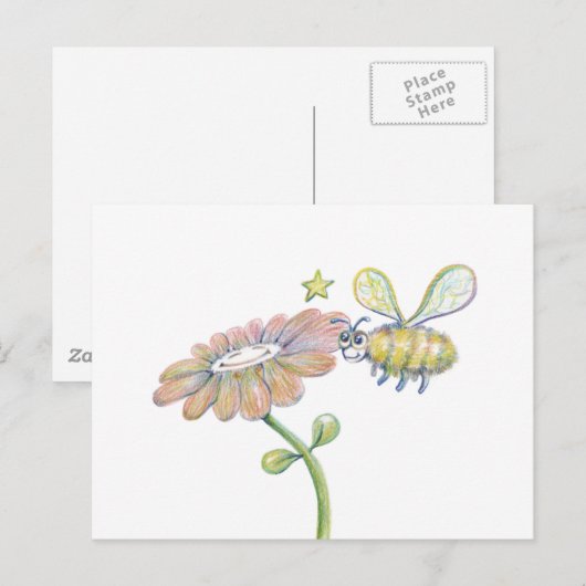 Bee Happy Postkarte (Vorne/Hinten)