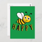 Bee Happy Postkarte (Vorne/Hinten)