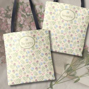 Bee Happy Read More Floraler Buchliebhaber Tasche