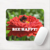 Bee Happy Red Blume Mousepad (Mit Mouse)