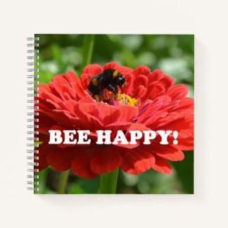 Bee Happy Red Blume Notizblock