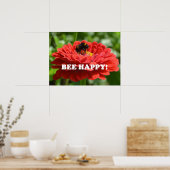 Bee Happy Red Blume Poster (Küche)