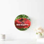 Bee Happy Red Blume Runde Wanduhr (Zuhause)