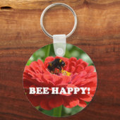 Bee Happy Red Blume Schlüsselanhänger (Rückseite)