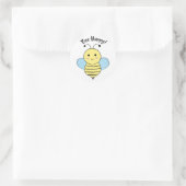 Bee Happy Runder Aufkleber (Tasche)