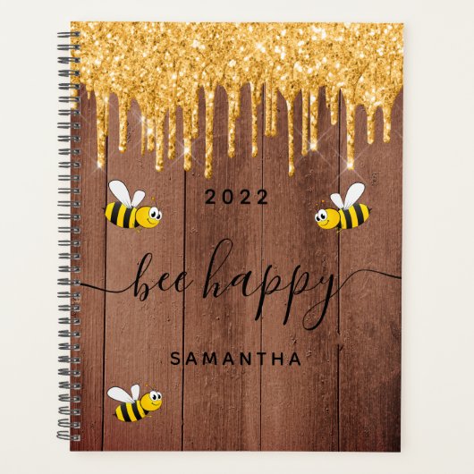 Bee happy rustic Hummel braune Scheune Wand 2021 Planer (Vorderseite)