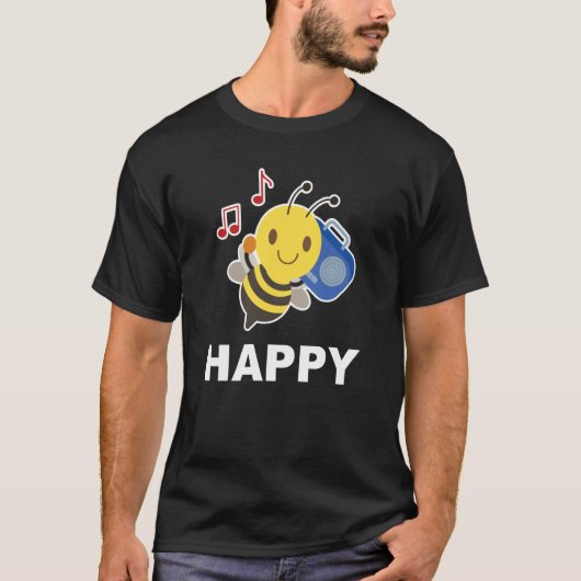 Bee Happy Smile Face Cute Happy Peace Smiling Face T-Shirt (Vorderseite)