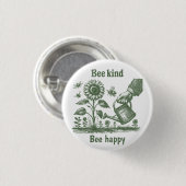 Bee Happy Sonnenblumen-Gärtnerei für den urbanen Button (Vorne & Hinten)