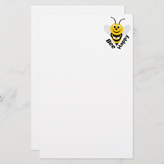 Bee Happy Stationery Briefpapier (Vorne/Hinten)