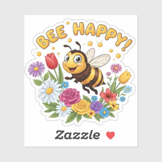 Bee Happy Sticker (Blatt)