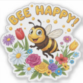 Bee Happy Sticker (Vorderseite)