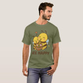 Bee Happy Sticker - Niedliche Bienen mit gemeinsam T-Shirt (Vorne ganz)