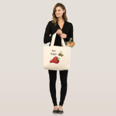 Bee Happy Strawberry Print Art Jumbo Stoffbeutel (Vorderseite (Model))