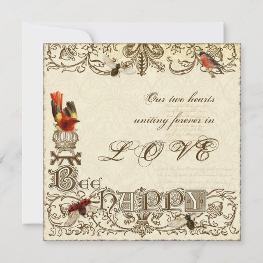 Bee Happy Vintag - Ankündigung Datum freihalten (Rückseite)