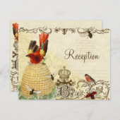 Bee Happy Vintag - Empfang Einladung (Vorne/Hinten)