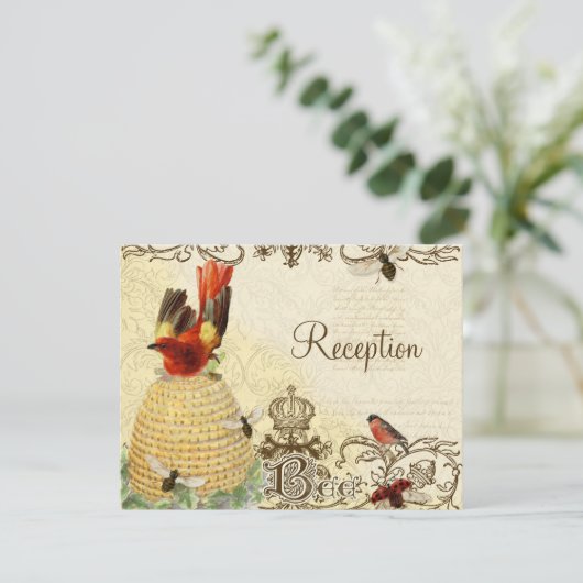 Bee Happy Vintag - Empfang Einladung (Stehend Vorderseite)