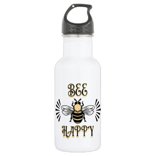 Bee Happy   Vintage Farben Honigbiene Edelstahlflasche