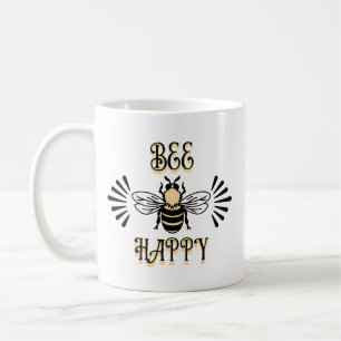 Bee Happy   Vintage Farben Honigbiene Kaffeetasse