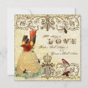 Bee Happy Vintage - Hochzeitseinladung Einladung