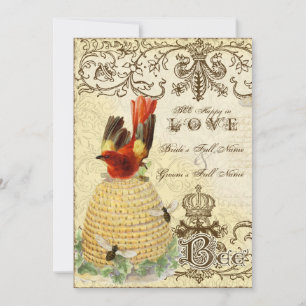 Bee Happy Vintage - Hochzeitseinladung Einladung