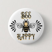 Bee Happy | Vintage Honigbiene Button (Vorderseite)