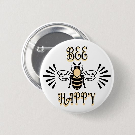 Bee Happy | Vintage Honigbiene Button (Vorne & Hinten)
