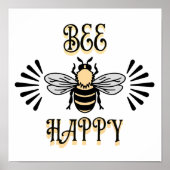 Bee Happy | Vintage Honigbiene Poster (Vorne)